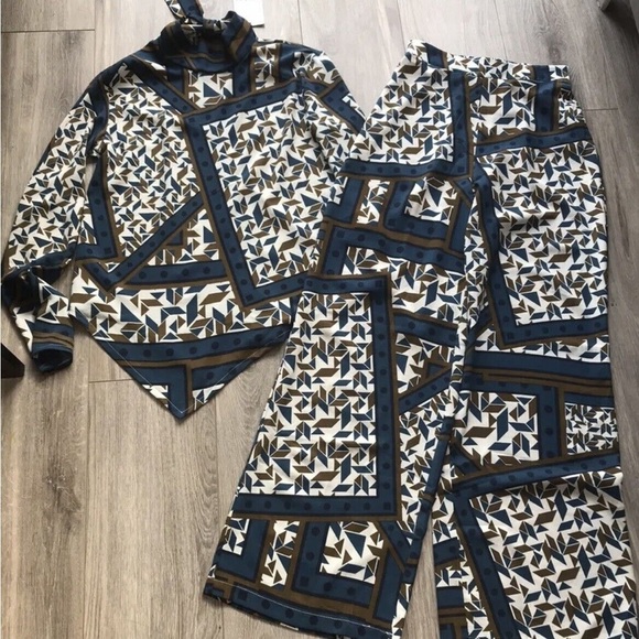 ZARA SCARF PRINT FLUID OUTFIT SIZE M - Picture 7 of 10